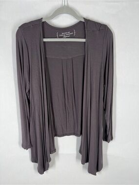 Midnight by Carole Hochman Draped Open Front Cardigan in Plum